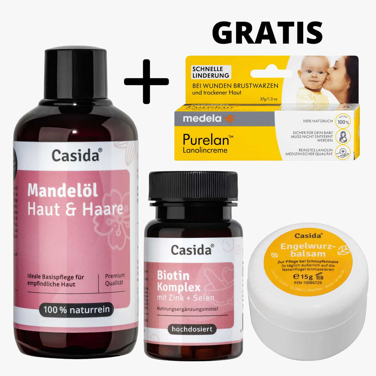 Schwangerschaft & Stillzeit Set + Gratis Purelan Lanolincreme Brustwarzencreme