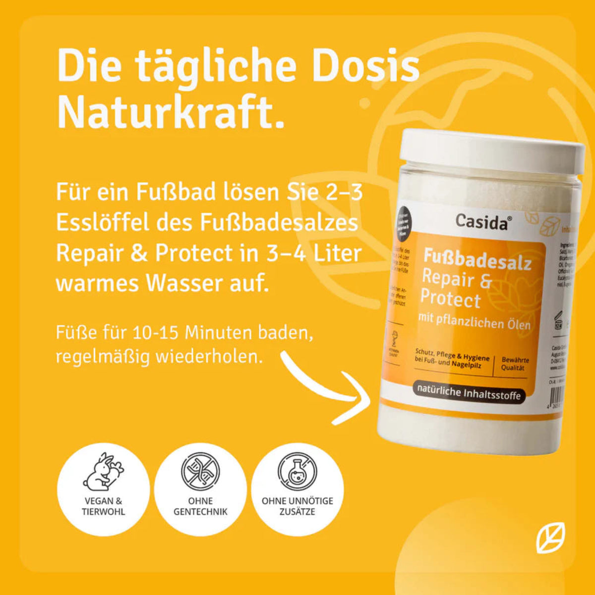 Repair & Protect Fußpflege-Komplettset Fußbadesalz Repair & Protect Anwendung 