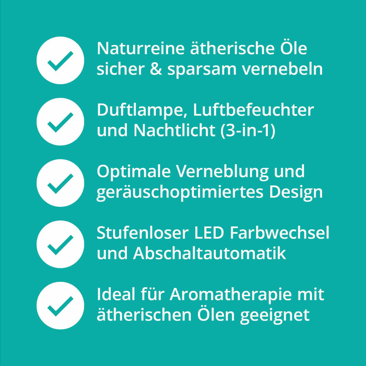 Hochwertiger Aroma Diffuser für ätherische Öle mit LED Licht Vorteile