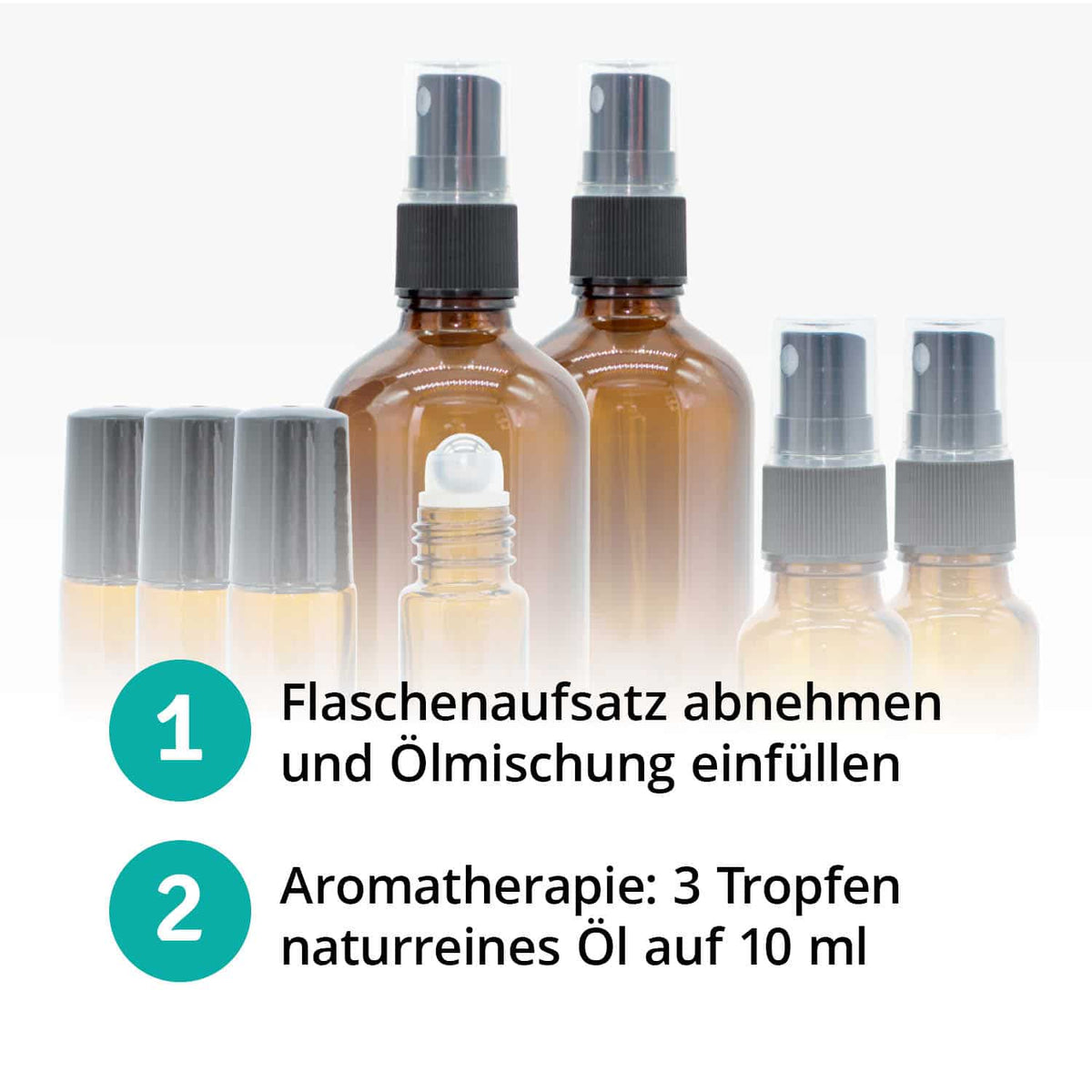 Casida Aromatherapie Einsteiger Set A3230241 Roll On Sprühflasche 10 ml 20 ml 100 ml ätherische Öle Braunglas6