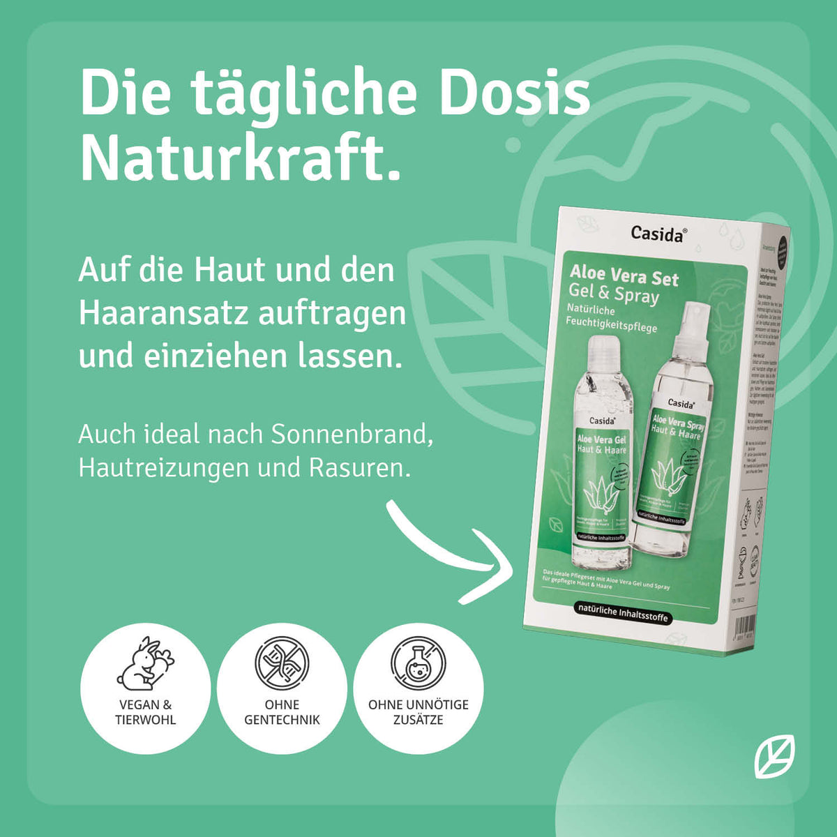 Aloe Vera Set Gel & Spray Anwendung