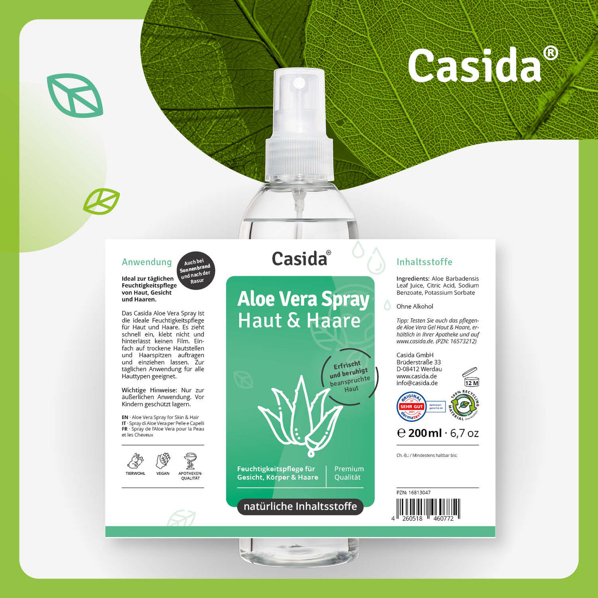 Aloe Vera Spray Etikett