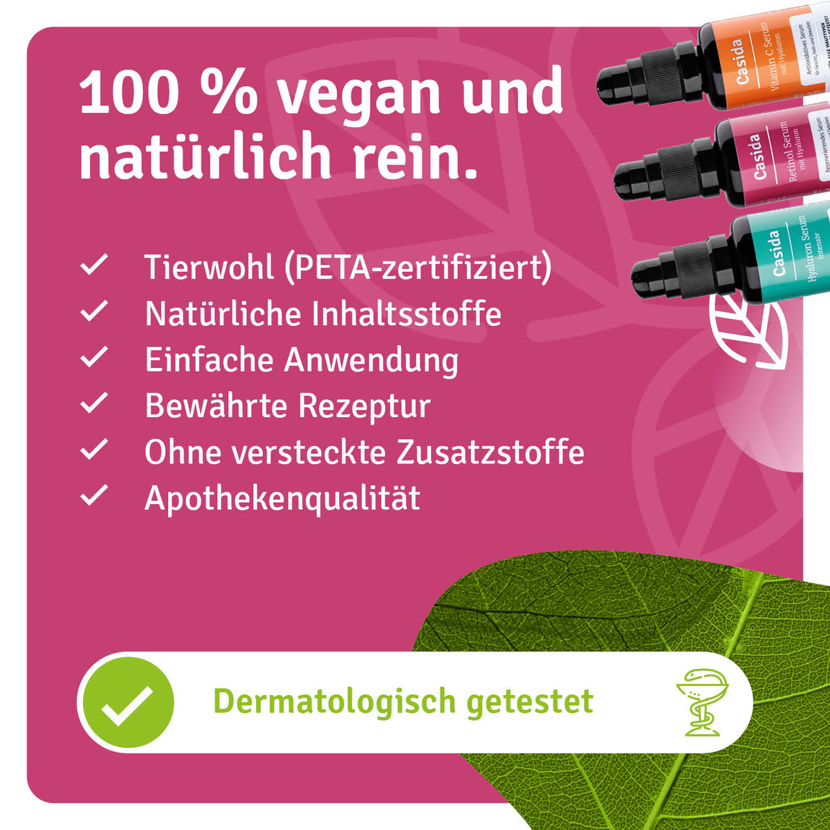 Anti Aging Set Hyaluron Serum Intensiv Retinol Serum Vitamin C Serum plus Gratis Deocreme natürliche Inhaltsstoffe