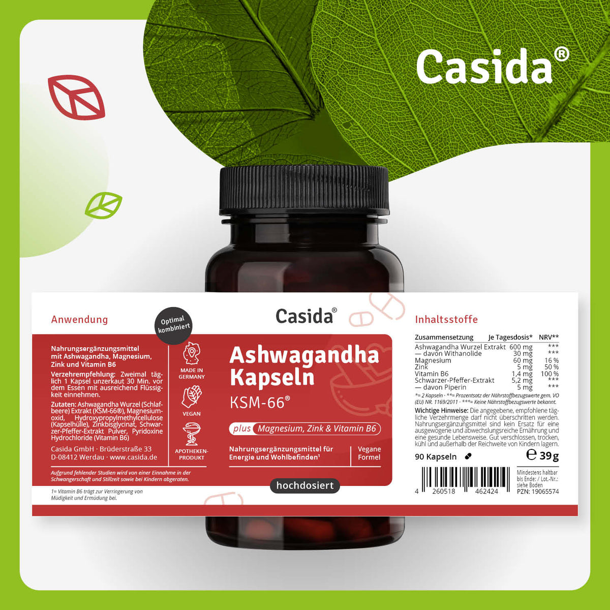 Ashwagandha Kapseln KSM-66® Etikett