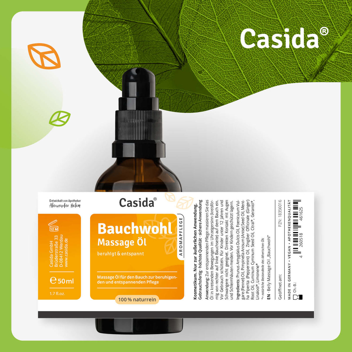 Bauchwohl Massage Öl Etikett
