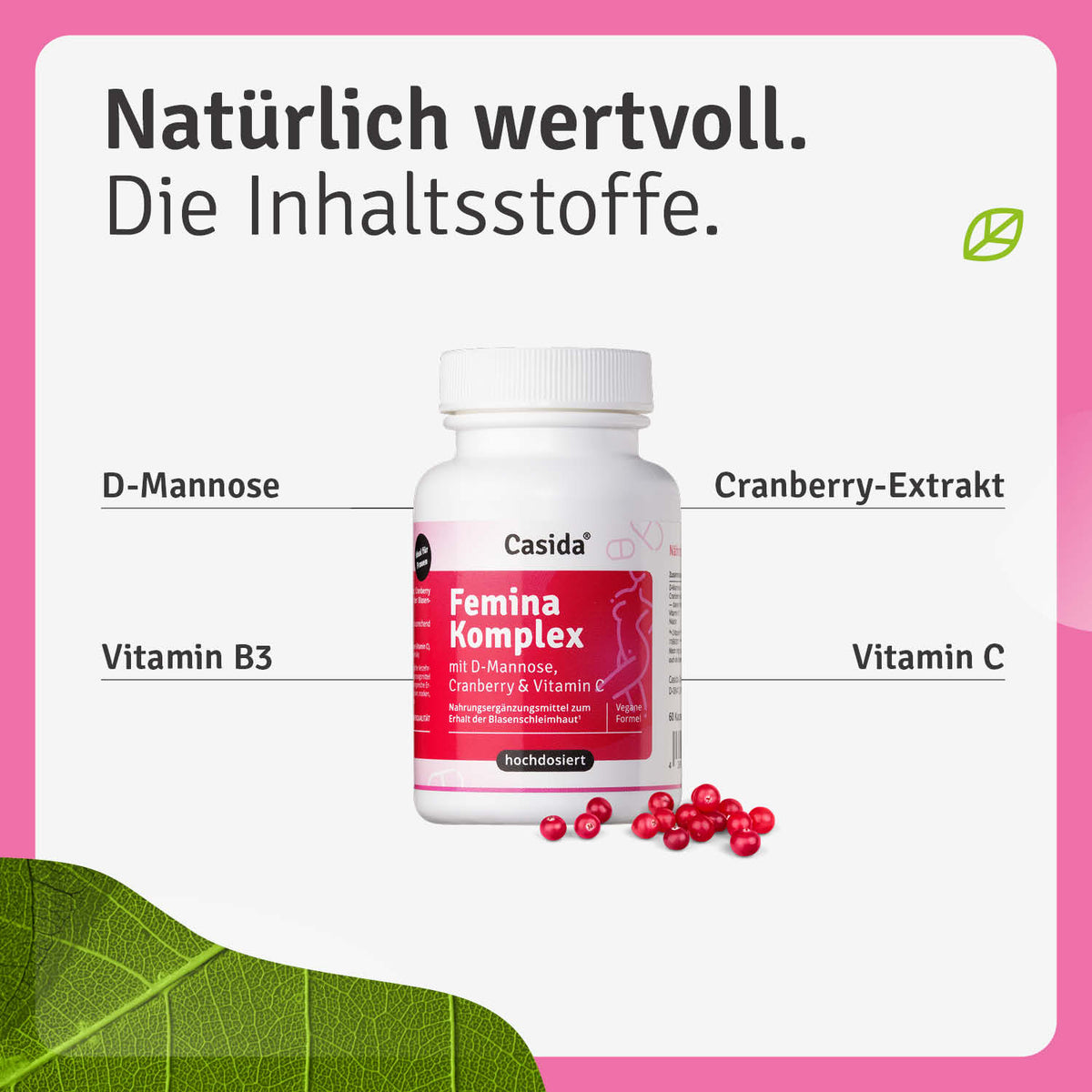Femina Komplex mit D-Mannose, Cranberry & Vitamin C Inhalt