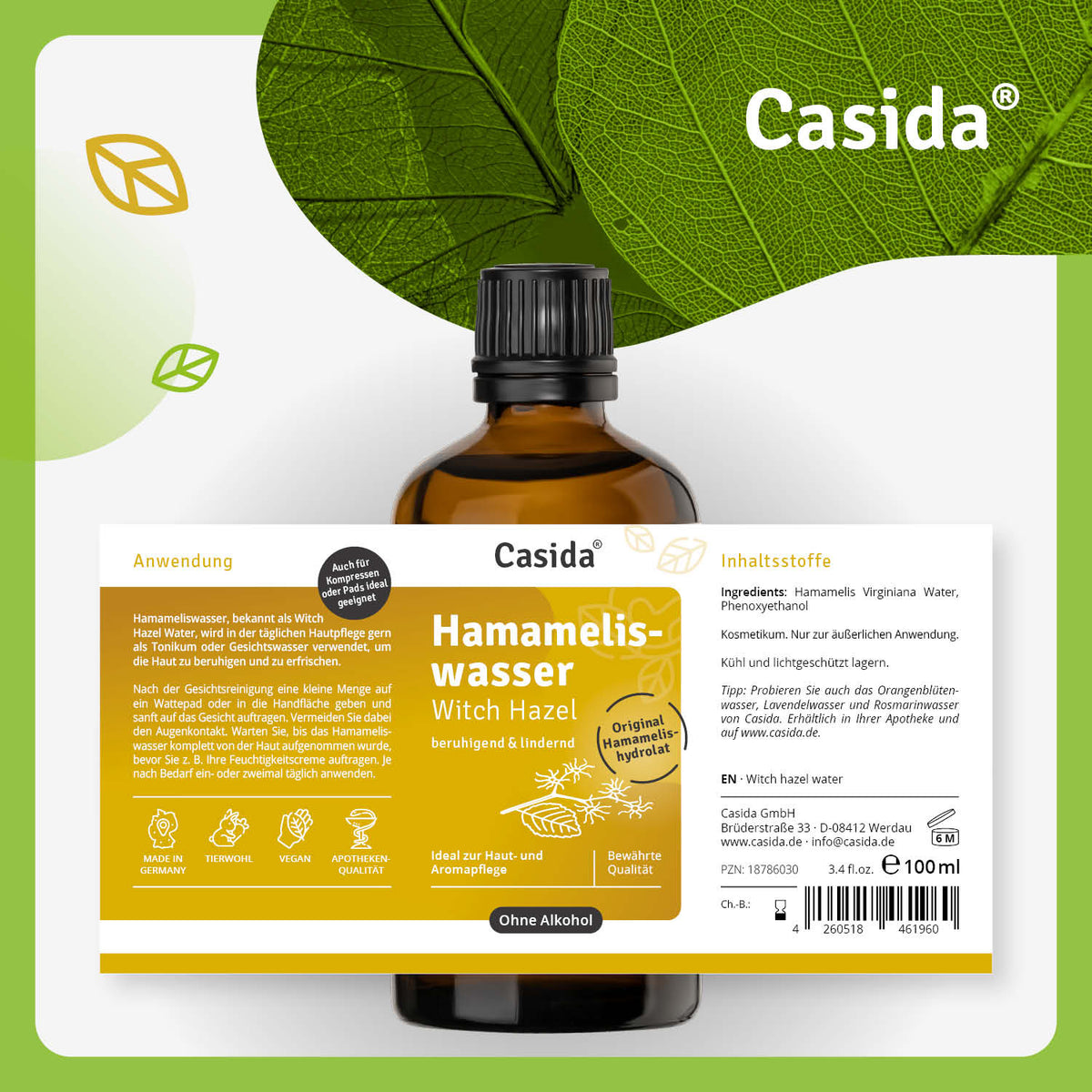 Hamameliswasser (Witch Hazel Water) Etikett