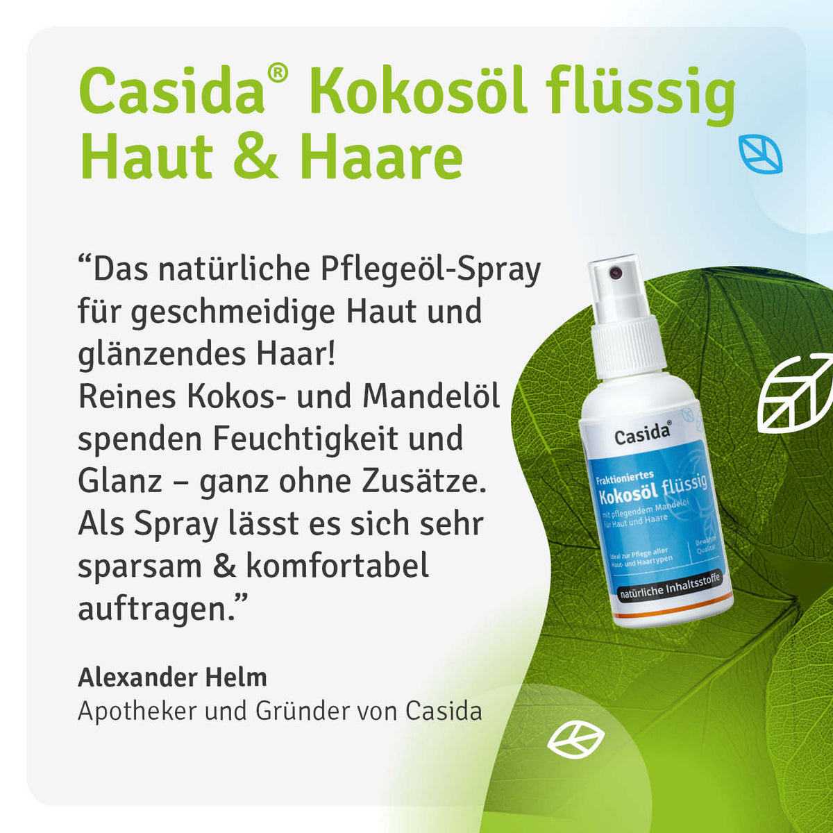 Kokosöl flüssig Haut und Haare Casida