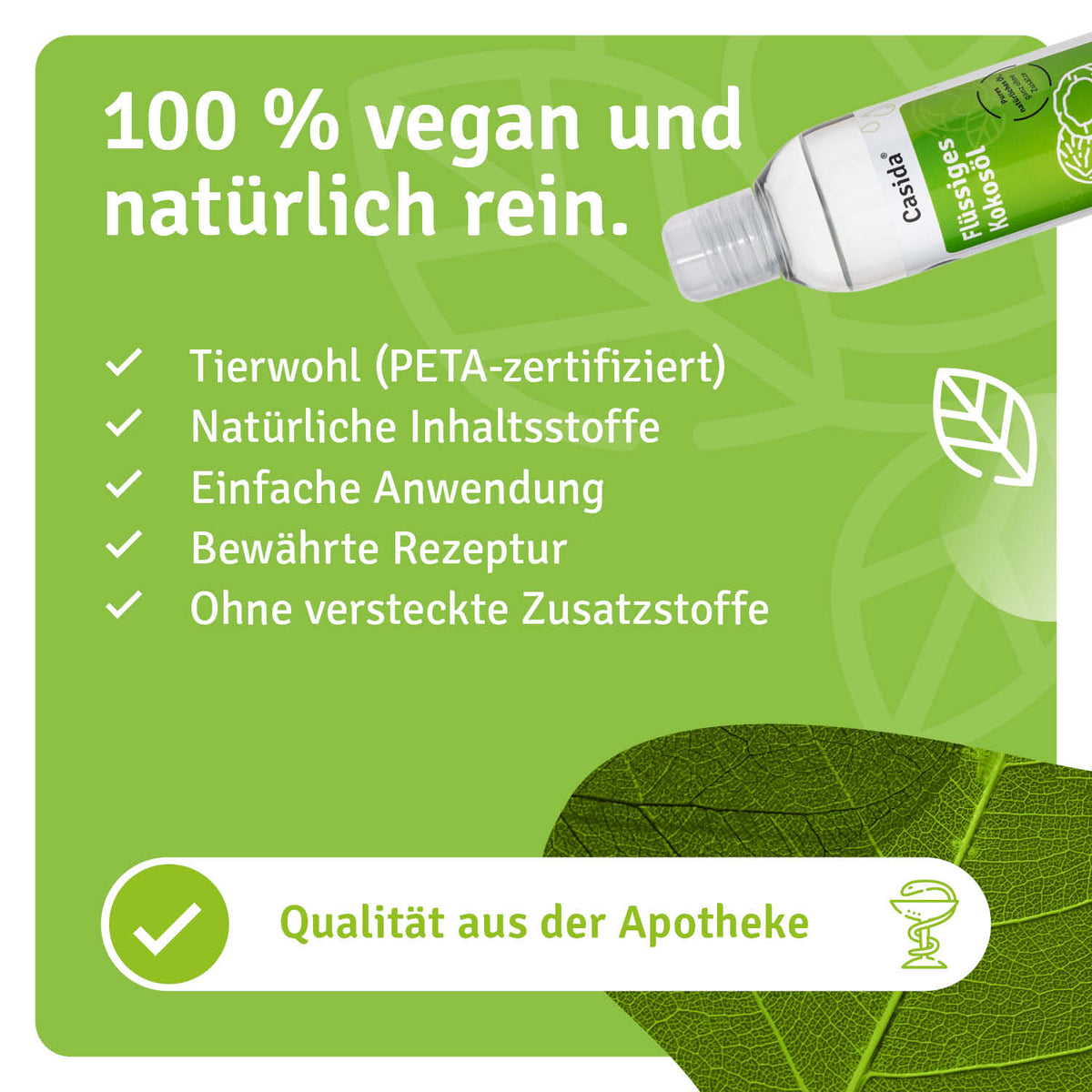 Kokosöl flüssig pur und natürlich natürliche Inhaltsstoffe