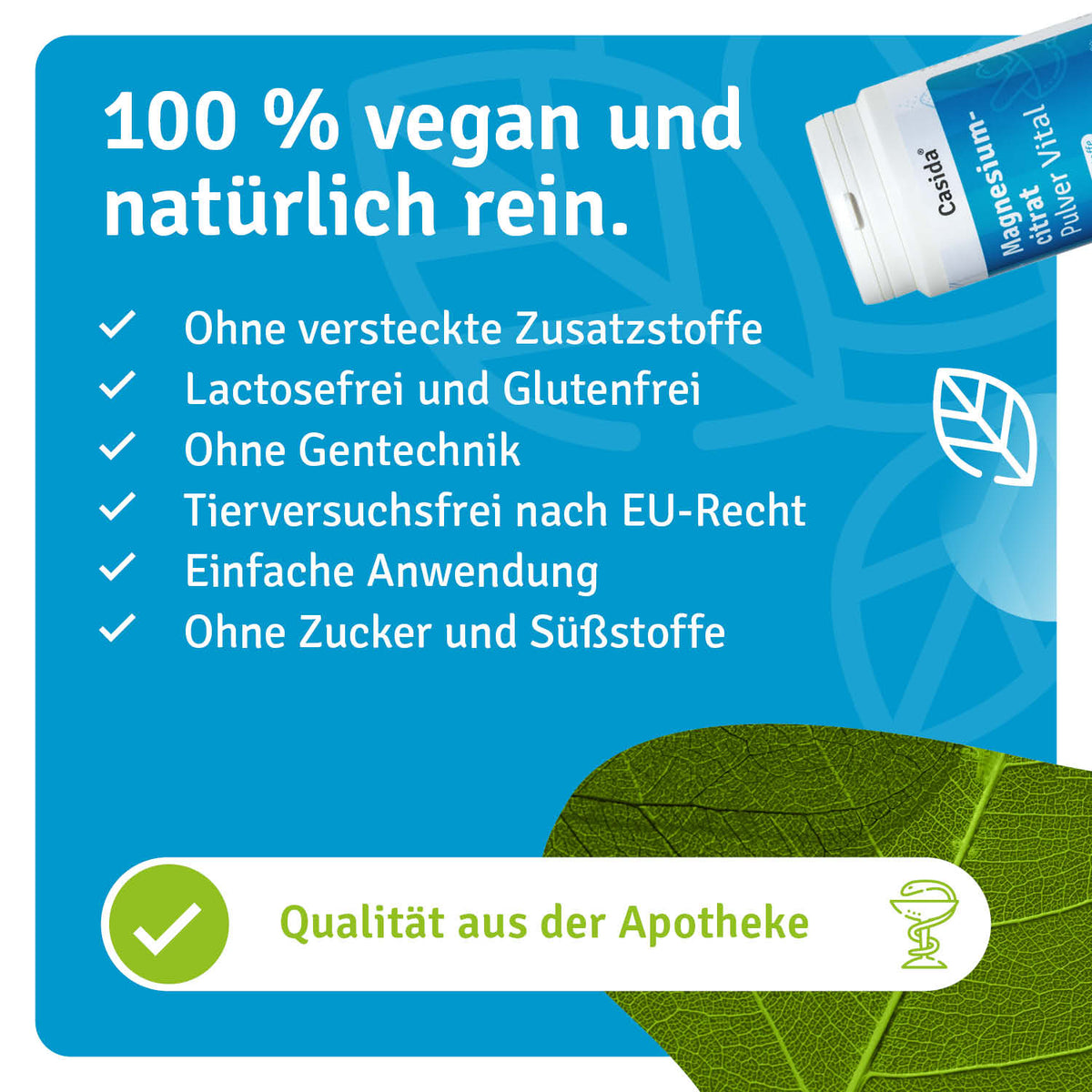 Magnesiumcitrat Pulver Vital natürliche Inhaltsstoffe