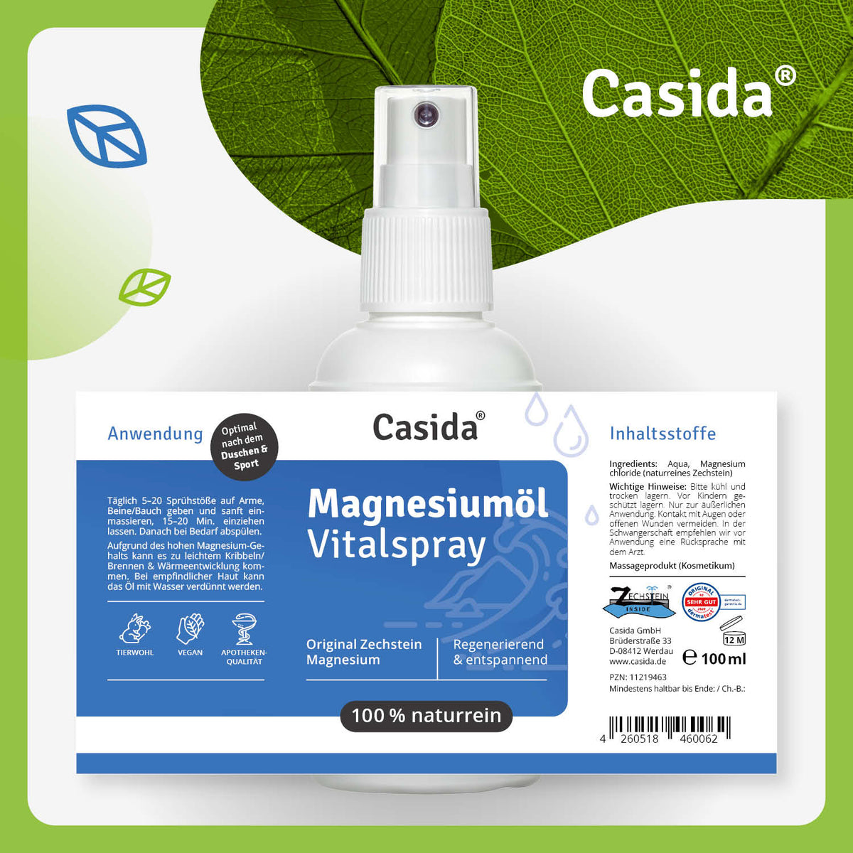 Magnesiumöl Vitalspray Etikett