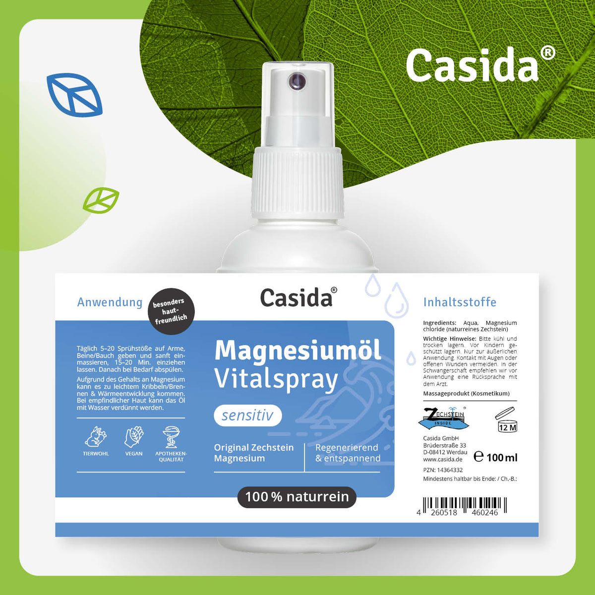 Magnesiumöl Vitalspray Sensitiv Etikett