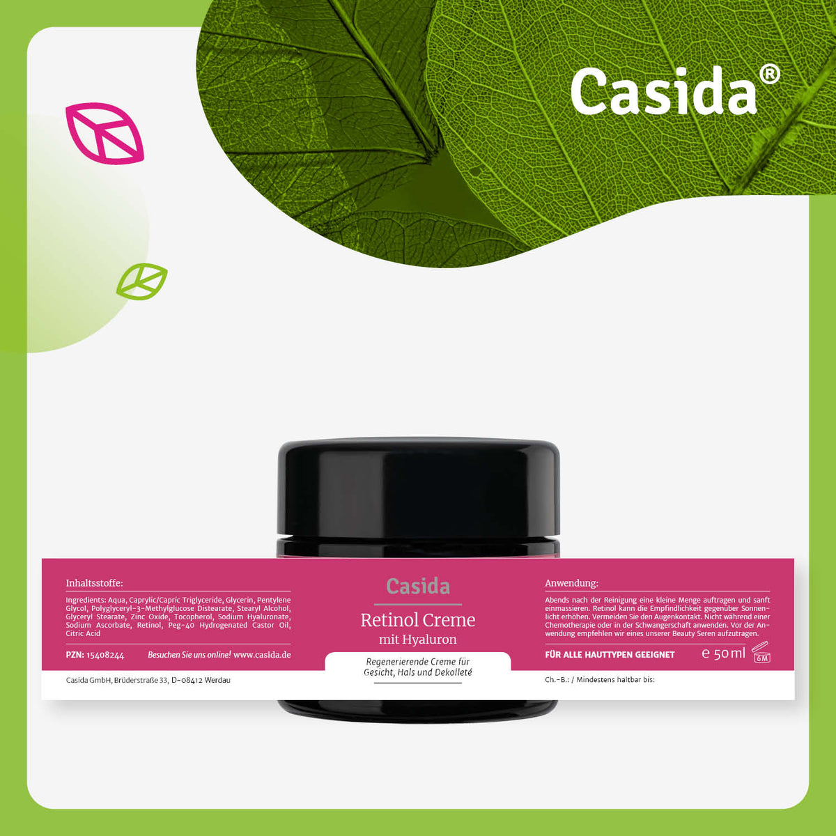 Retinol Creme mit Hyaluron Etikett