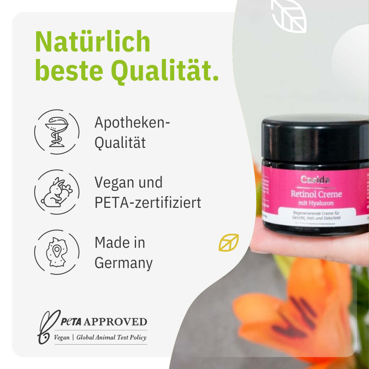 Retinol Creme mit Hyaluron tierversuchsfrei