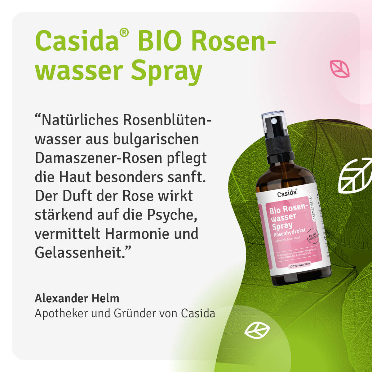 Rosenwasser Spray Bio – Rosenhydrolat Casida