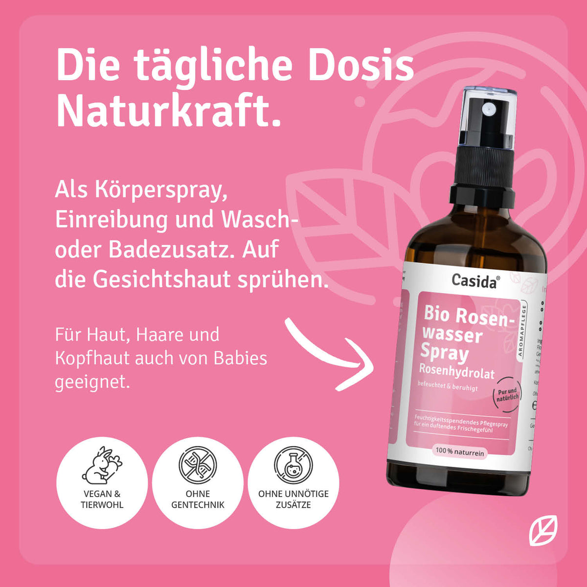 Rosenwasser Spray Bio – Rosenhydrolat Anwendung