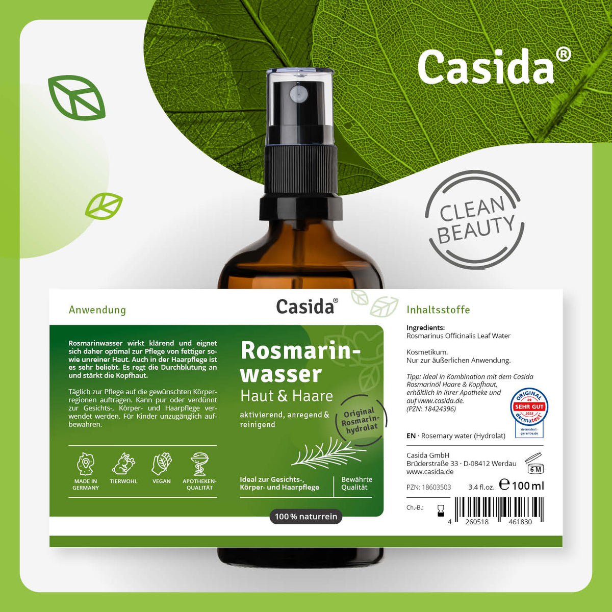 Rosmarinwasser Haut & Haare Etikett