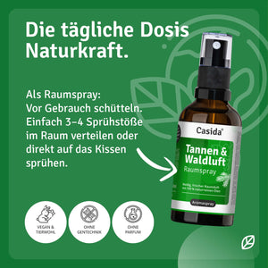 Anwendungshinweise für Casida Tannen & Waldluft Raumspray