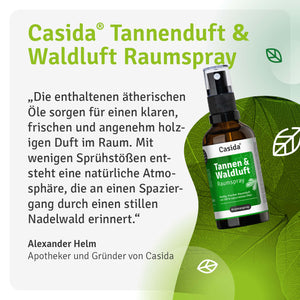 Alexander Helm beschreibt den holzigen Duft von Casida Tannen & Waldluft Raumspray