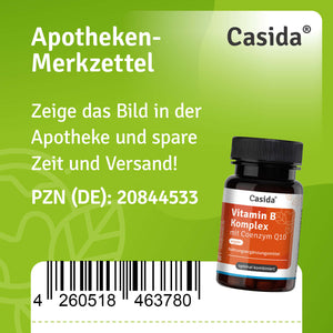 Apotheken-Merkzettel für Casida Vitamin B Komplex mit Coenzym Q10, PZN 20844533