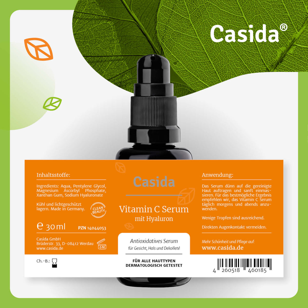 Vitamin C Serum mit Hyaluron Etikett