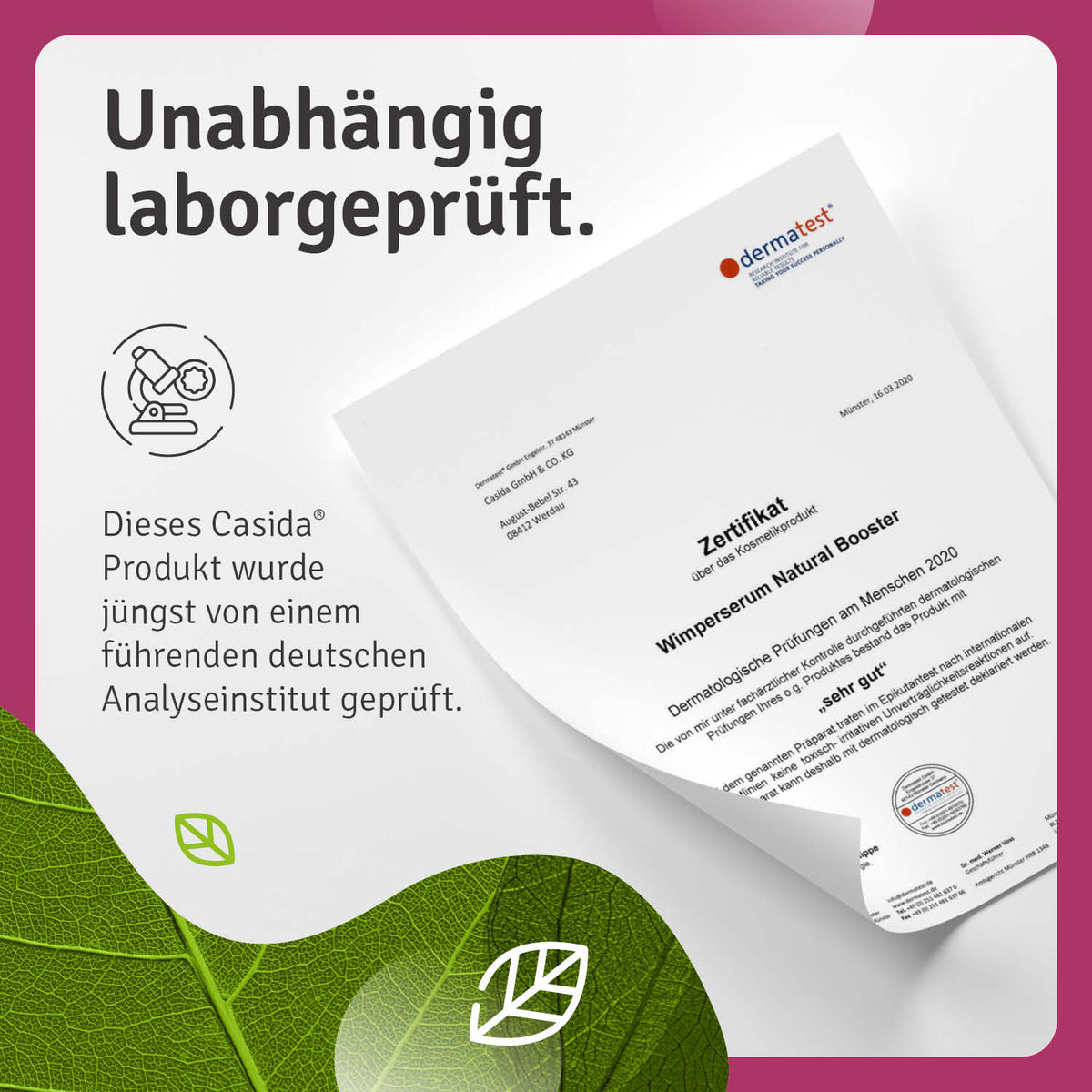 Wimpernserum Natural Booster laborgeprüft