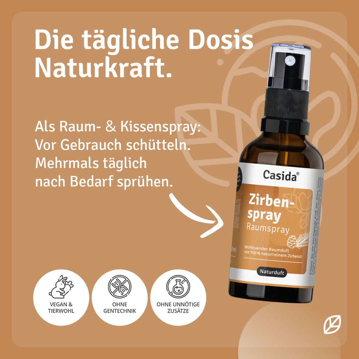 Zirbenspray - Raum- & Kissenspray mit Zirbenöl Anwendung