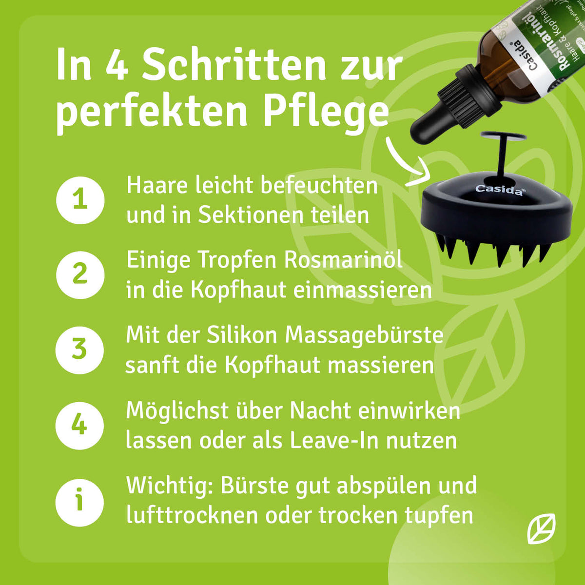 Kopfhaut Massagebürste mit Bürsten aus Silikon Anwendung