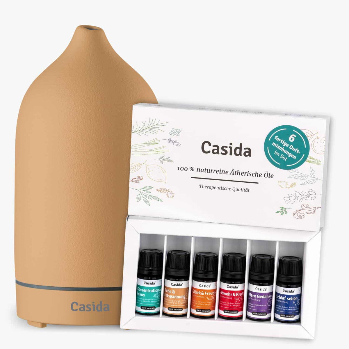 Keramik Diffuser apricot terracotta mit Duftmischungen Set Casida