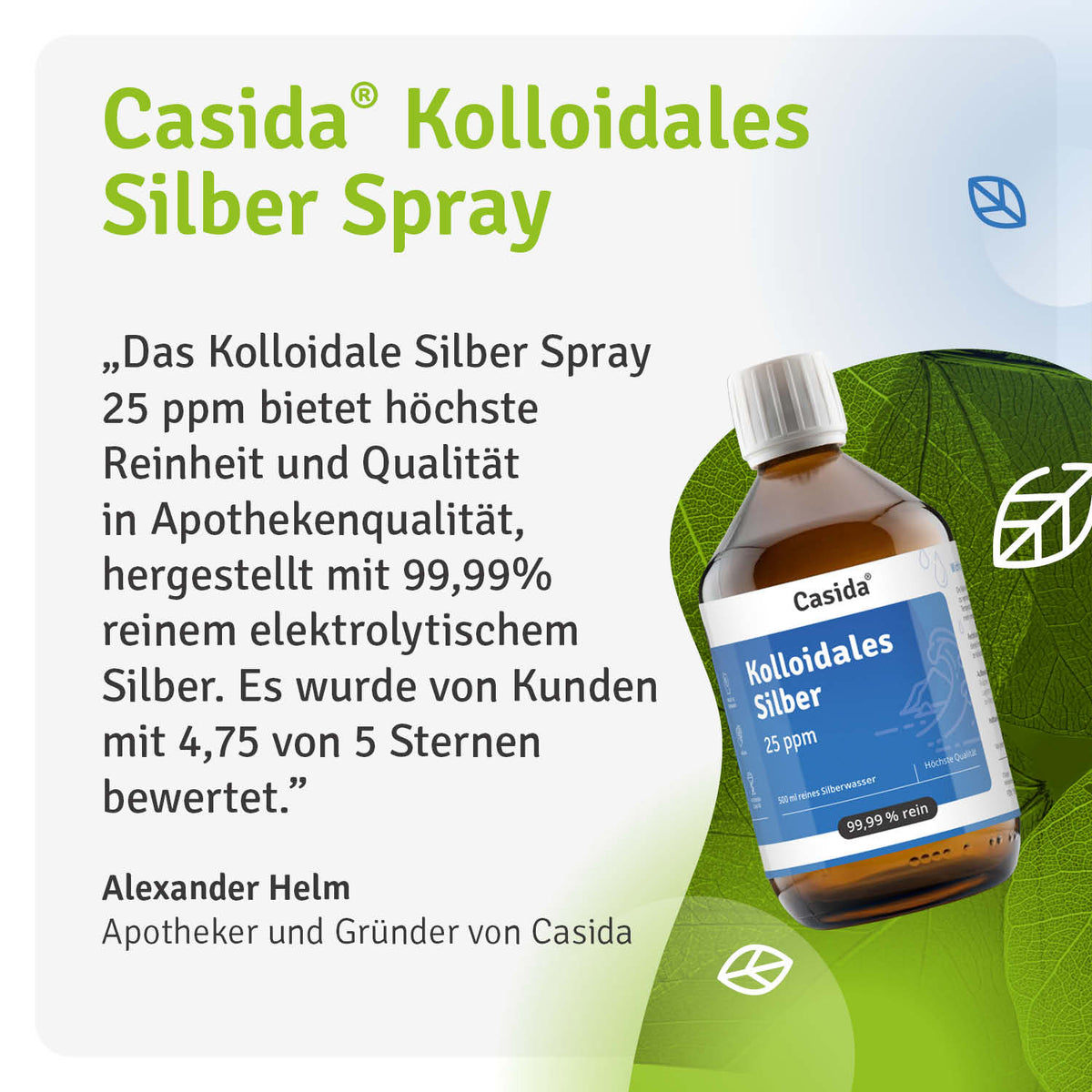 Kolloidales Silber 25ppm 500ml Casida