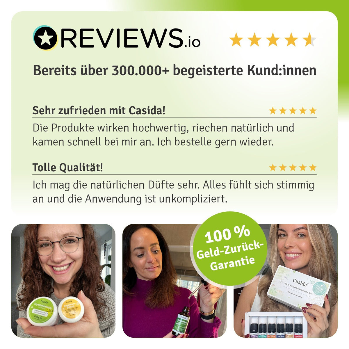 Kundenbewertungen zu Casida auf REVIEWS.io mit Sternebewertungen und Fotos von Kundinnen mit Produkten
