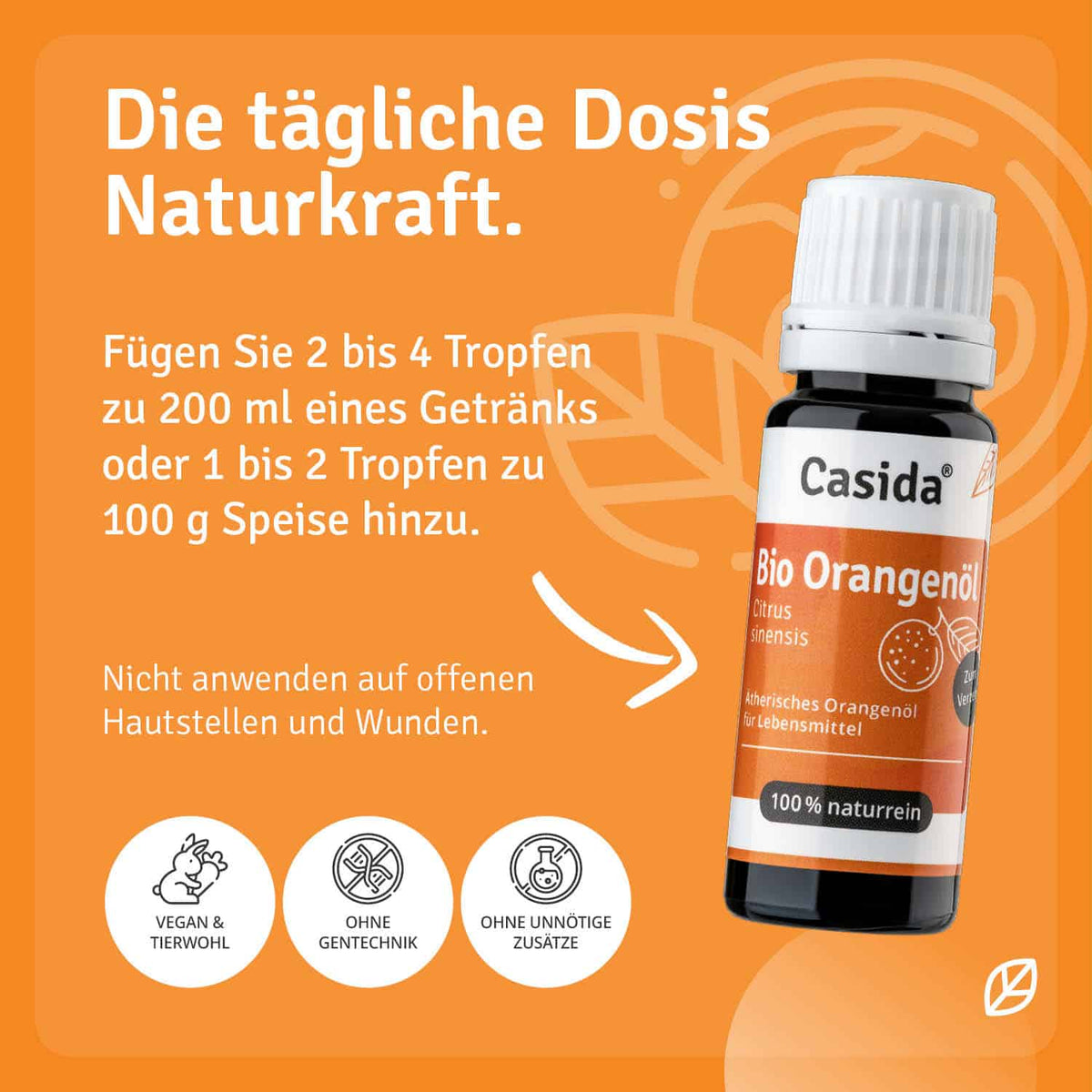Orangenöl BIO zum Verzehr innerlich Anwendung