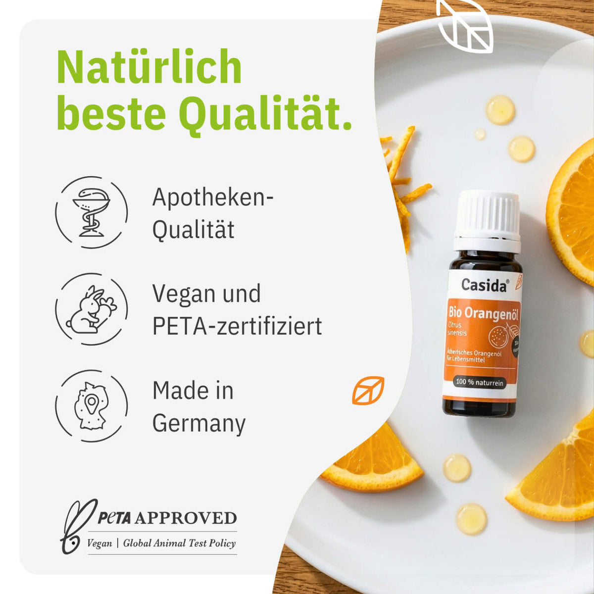 Bio Orangenöl zum Verzehr innerlich tierversuchsfrei