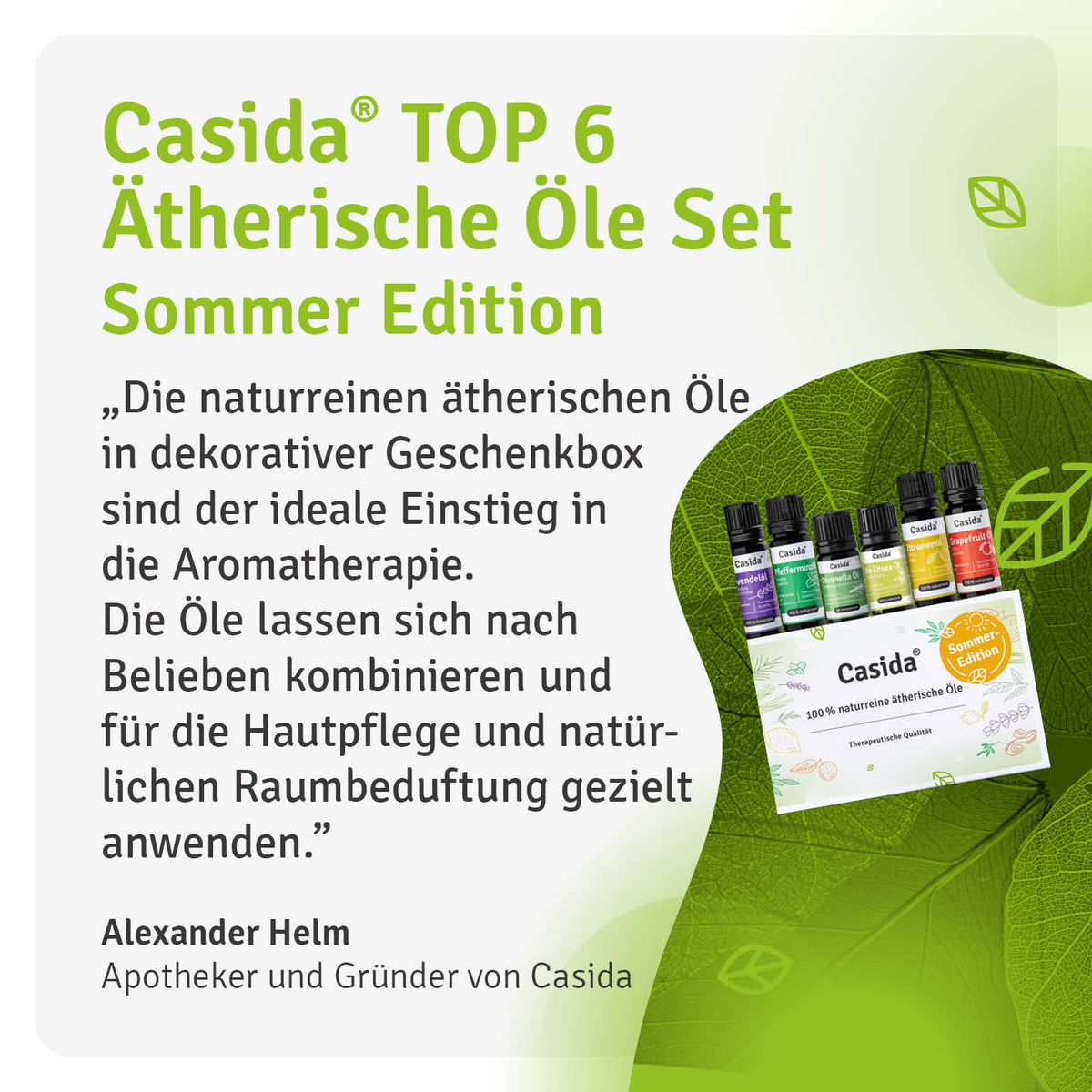 Alexander Helm stellt das Casida TOP 6 Ätherische Öle Set Sommer-Edition vor