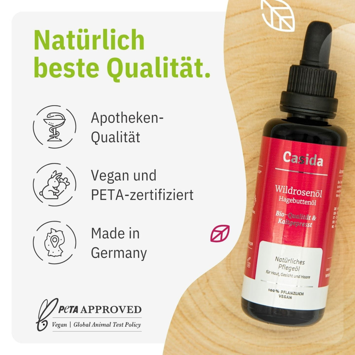 Wildrosenöl Bio & Kaltgepresst tierversuchsfrei