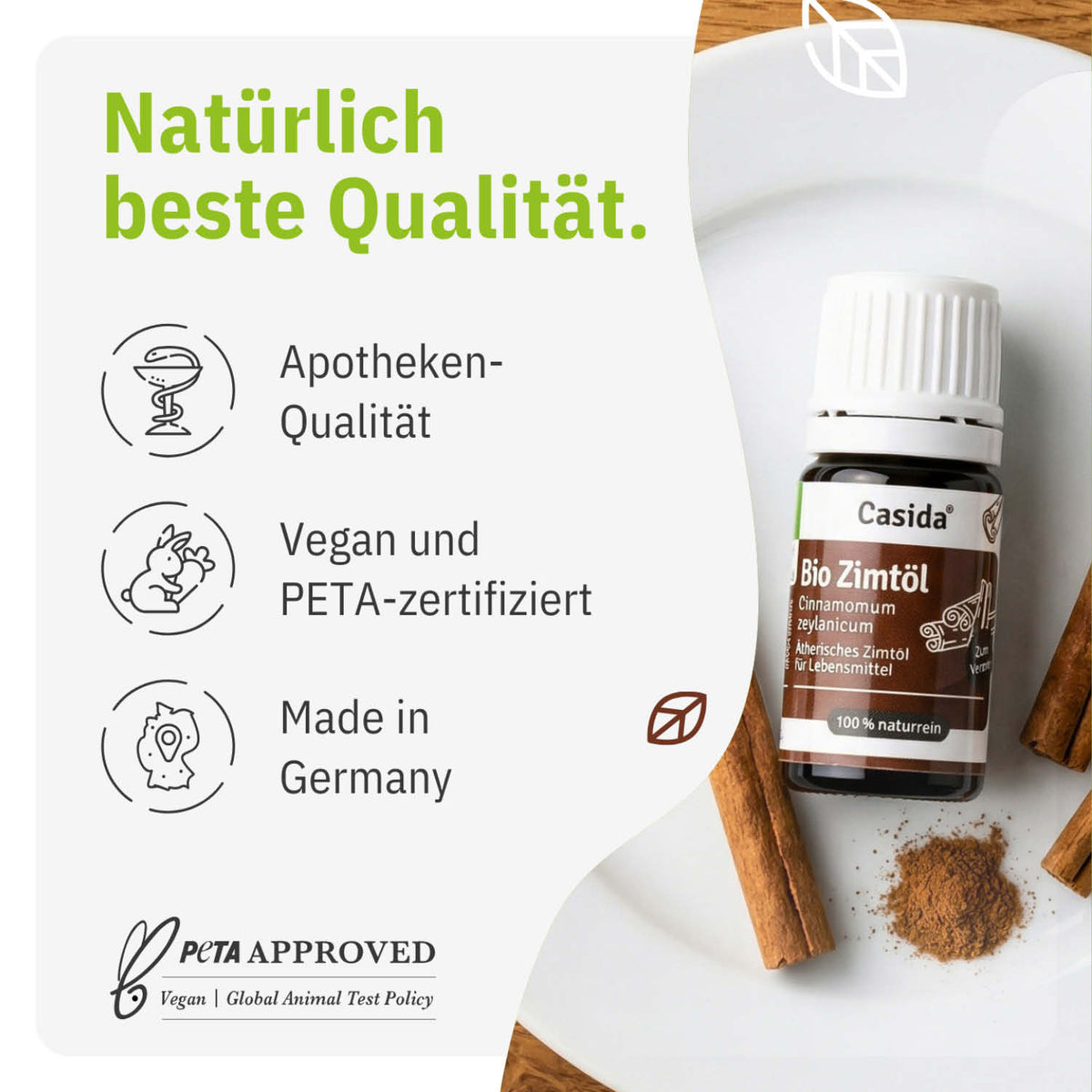Casida Zimtöl BIO zum Verzehr innerlich tierversuchsfrei