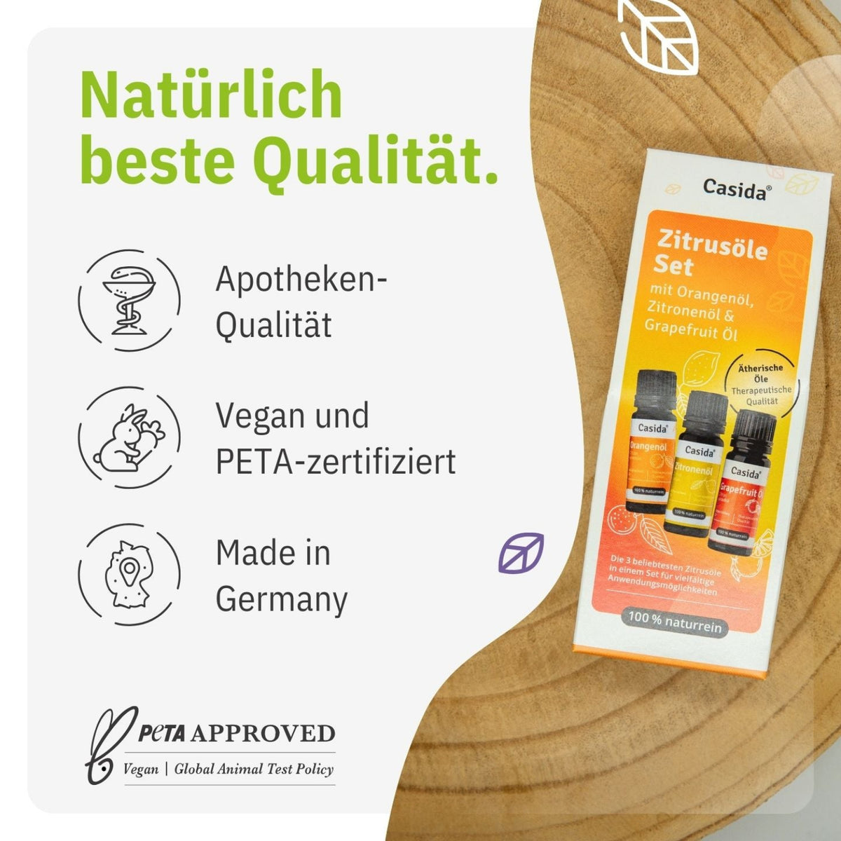 Zitrusöle Set - Ätherische Öle Set mit Zitrone, Orange & Grapefruit tierversuchsfrei 